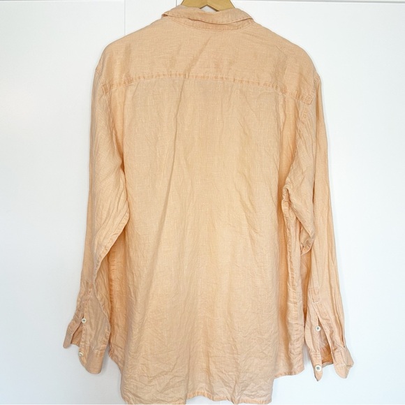 Tommy Bahama 100% Linen Relax Fit Button Shirt XL orange long sleeve resort trip - Picture 4 of 9